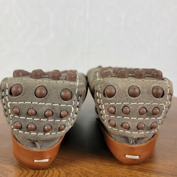 Mike Konos Mens Shoes Size 10 Taupe Suede Leather Driving Loafers Mocassins - Picture 10 of 12